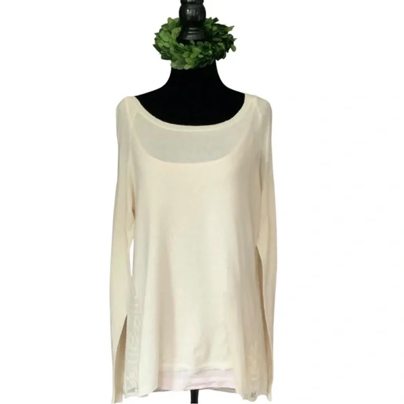 Anthropologie Little Yellow Bird Avery White Lace Longsleeve Top Sweater Med. - Picture 3 of 12